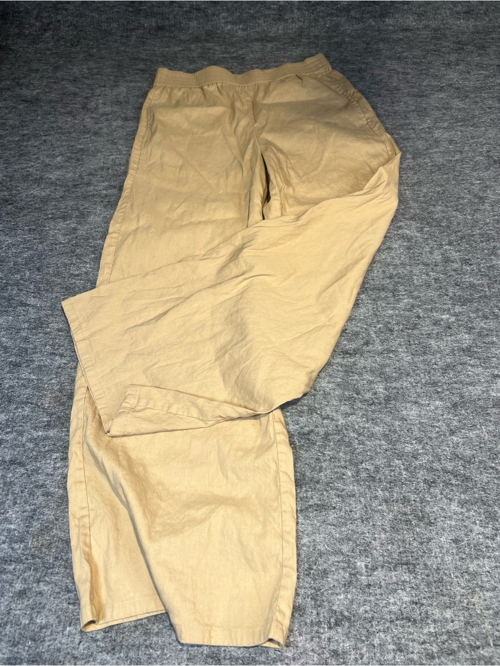 INC linen blend pants wide leg tan pockets pull on woman’s medium